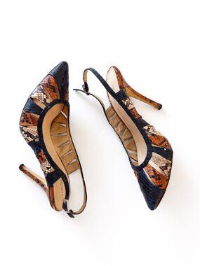 Pacomena by Menbur Talons Slingback Effet Python Multicolore – Escarpins Pointus
